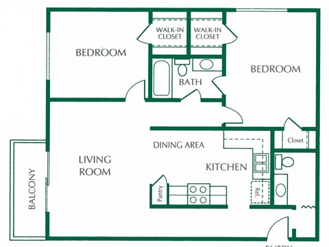 a floor plan of a home with two bedrooms and two bathrooms